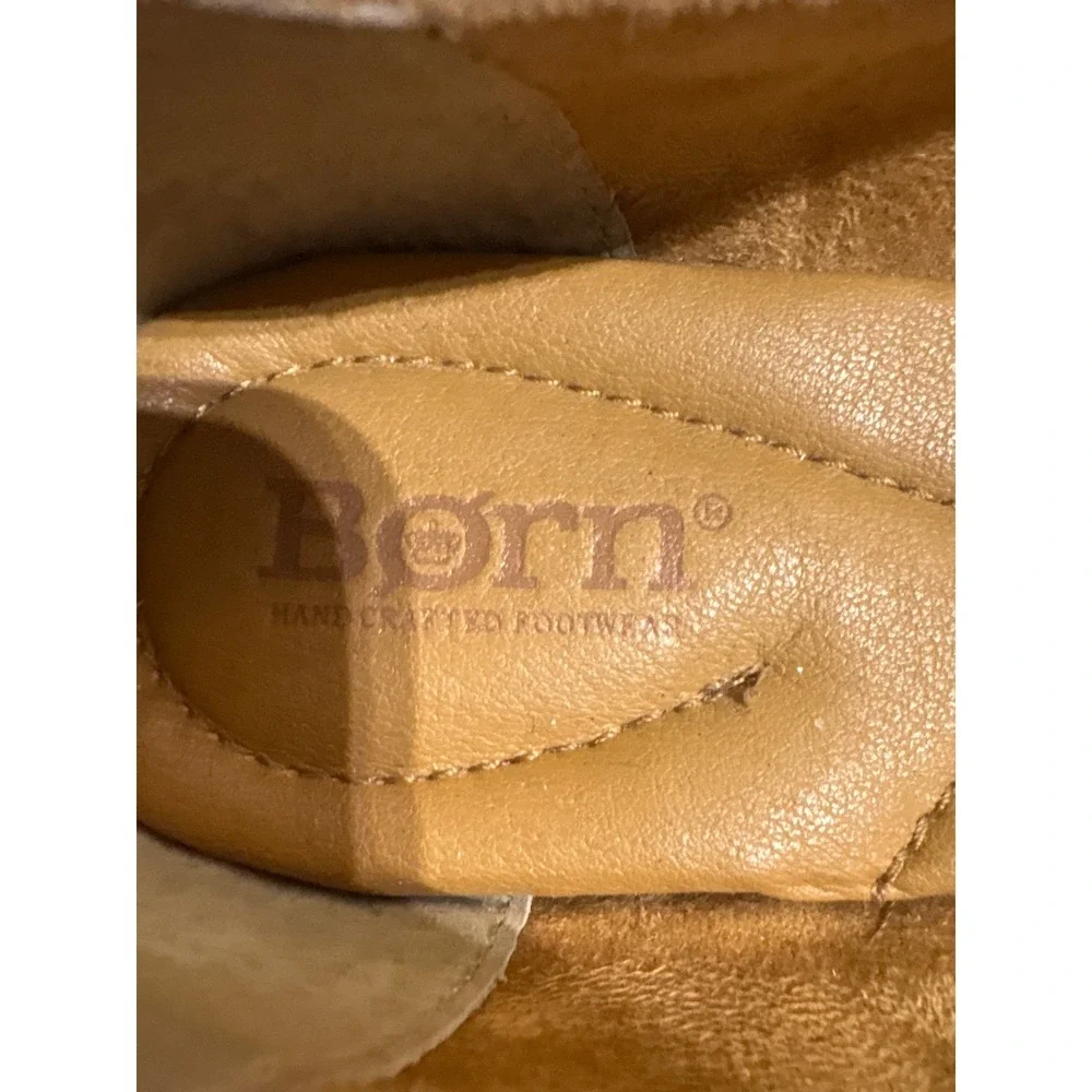 Born Tan Leather Penny Loafers Square Toe Slip On Flats Womens 8.5M BR0041102
